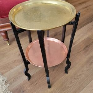 Brass And Copper Folding Tray Table Asian Inspired